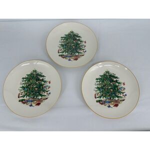 Heirloom Dept. 56 Christmas Tree‎ Plate set on 3 - 8-1/2" Lunch Salad Plates